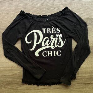 14/16 Justice Lettuce Hem Long Sleeve Ribbed Tres Chic Paris Shirt